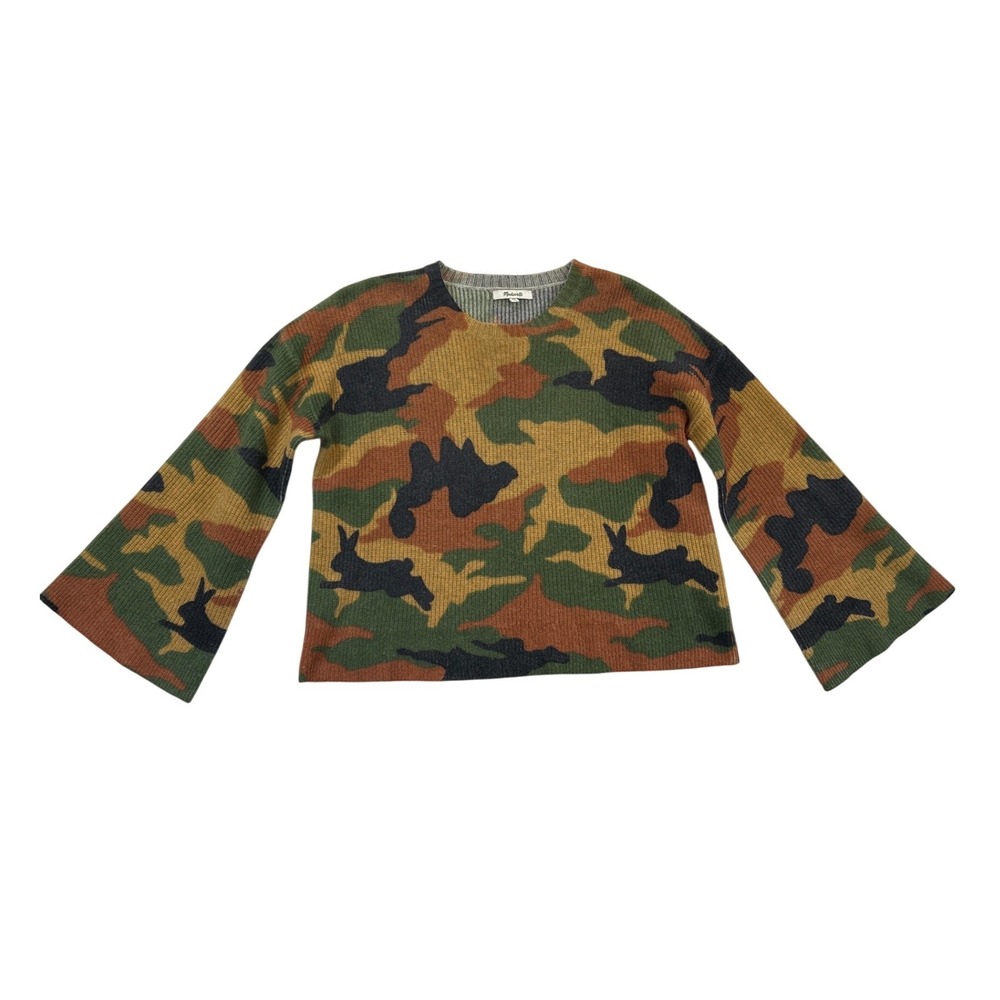 Madewell Sweater Womens XS Camo Cottontail Rabbit Bunny Merino Wool Cropped